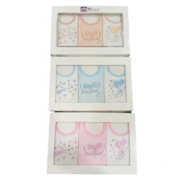 Set 3pz. bavette Melanie ricamate in cotone