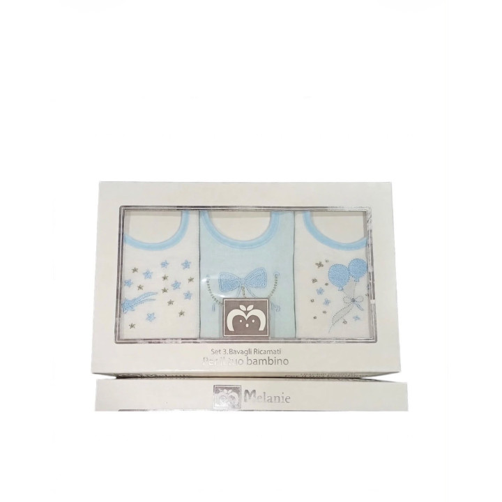 Set 3pz. bavette Melanie ricamate in cotone