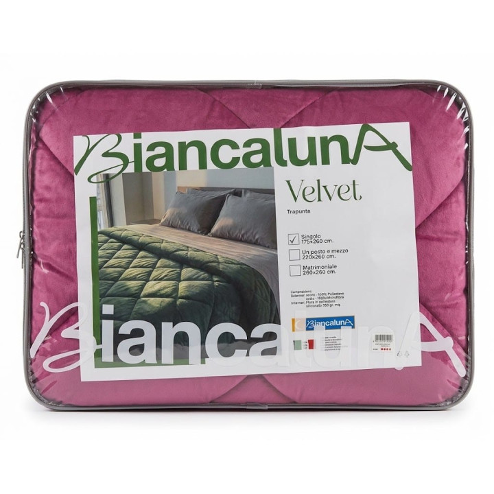 Trapunta invernale singola in soffice velluto modello Velvet firmata Biancaluna