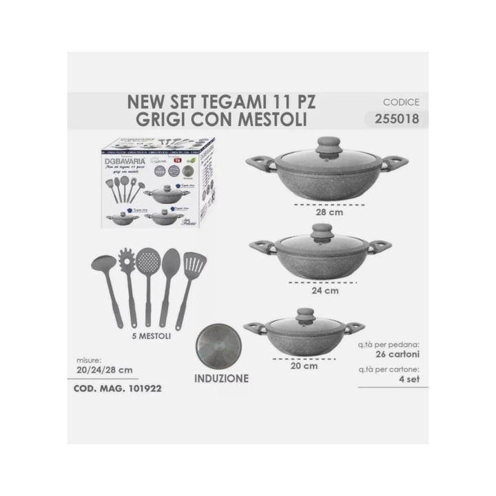 SET DGBAVARIA TEGAMI ALTI CON MESTOLI 11 PZ